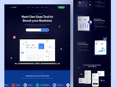SaasFix Saas Product Agency Landing Page Design agency analytics business company creativedesign darkmode dashboard data freelanceproject illustration landingpage management nextgeneration productdesign saas softwaredesign team tool uiuxdesigner webdesign