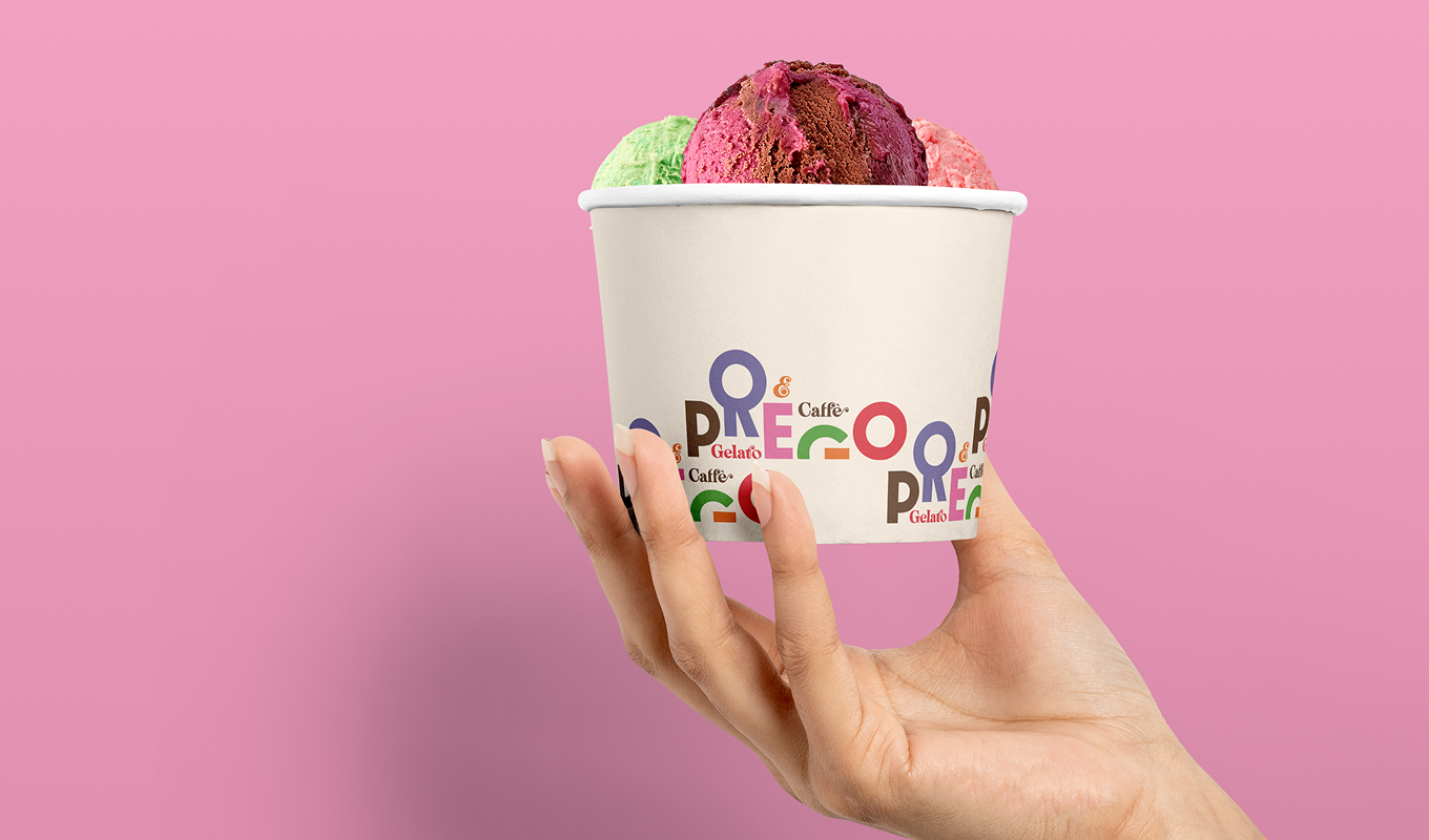 Prego Gelato & Caffe branding caffe gelato identity logo logodesign packaging prego