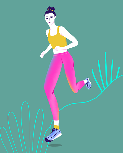 Runner digital illustration female runner human figure illustration movement procreate running