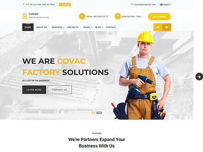 Covac - Industrial Construction Business Html5 Template animation architecture branding building business construction contractor creative engineer engineering exterior design factory graphic design industrial industrial and construction industry logo renovation responsive ui