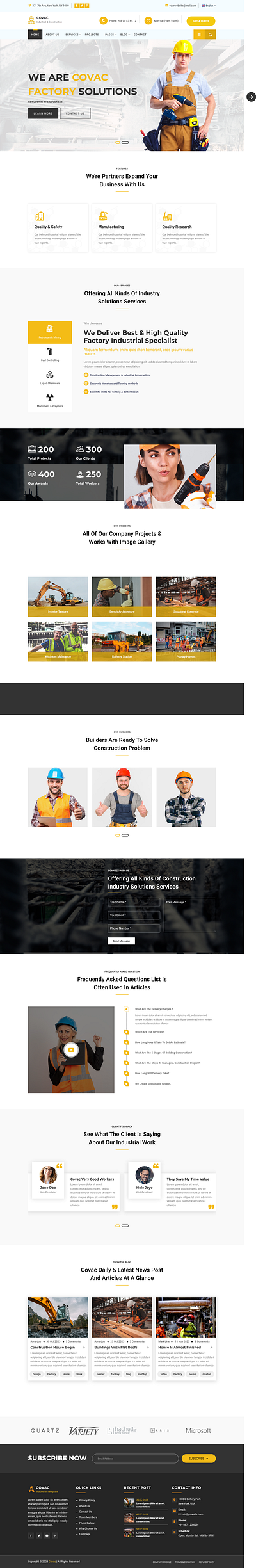 Covac - Industrial Construction Business Html5 Template animation architecture branding building business construction contractor creative engineer engineering exterior design factory graphic design industrial industrial and construction industry logo renovation responsive ui