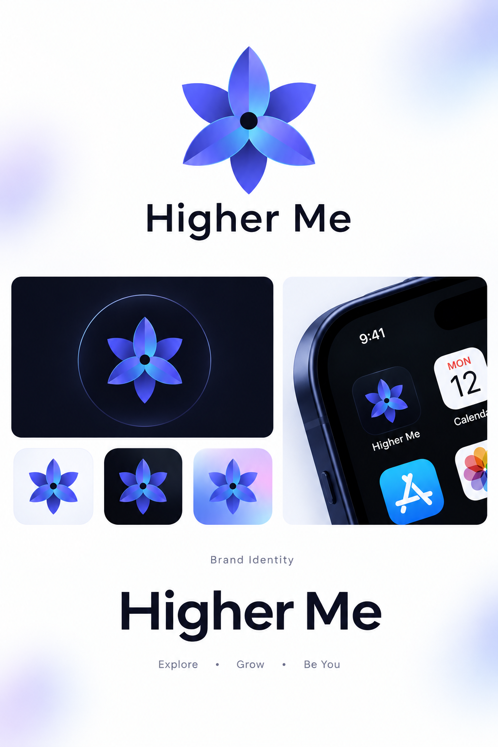 Higher Me branding graphic design logo