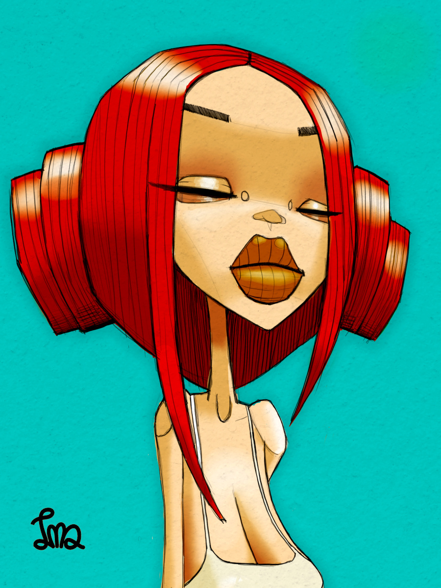 Ashley blue character drawing figurative girl illustration portrait red