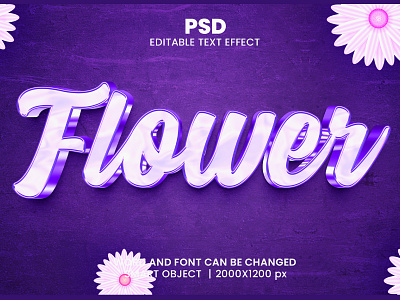 Flower purple 3D Editable Photoshop Text Effect Template download link flower girl purple text effect women
