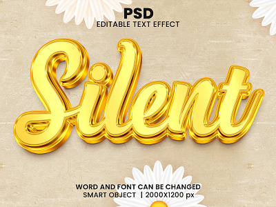 Silent Golden 3D Editable Photoshop Text Effect Template download link golden text effect luxurious logo luxury luxury font