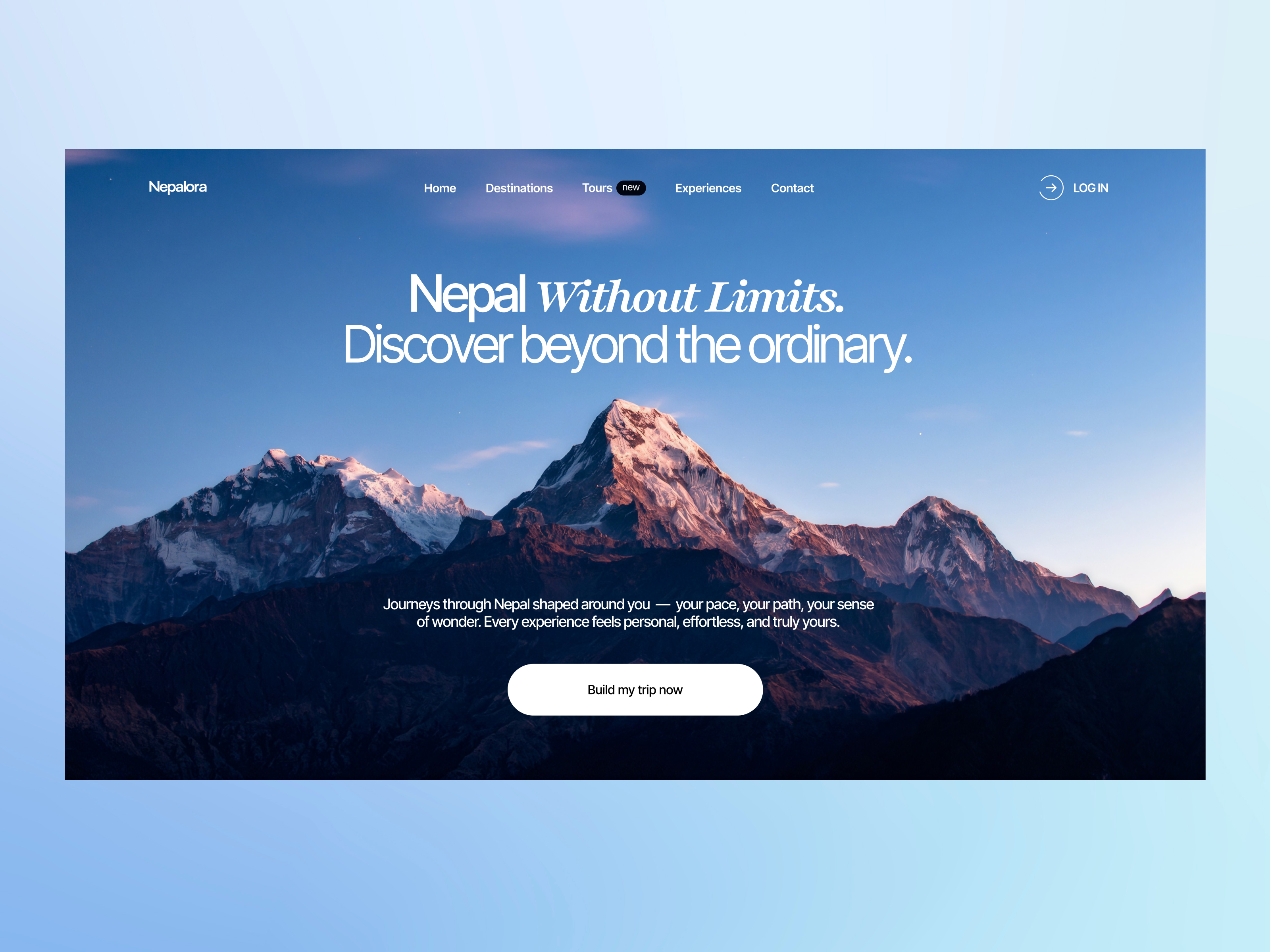 Nepal — Immersive Travel Website adventure editorial design figma landing page minimal website modern web design tourism travel travel ui travel website ui ux web design website design