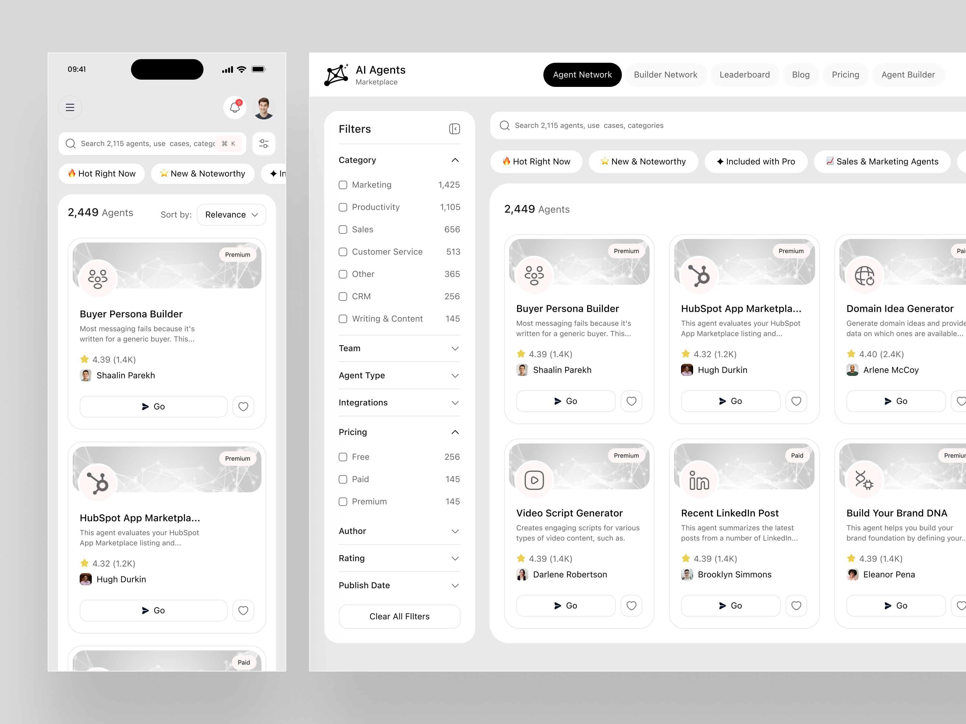 AI Agents Marketplace SaaS Web App | AI Platform UI/UX agent network agentic ux ai ai agents ai platform ai ux b2b dashboard marketplace product saas software ui ux shasanko web web app