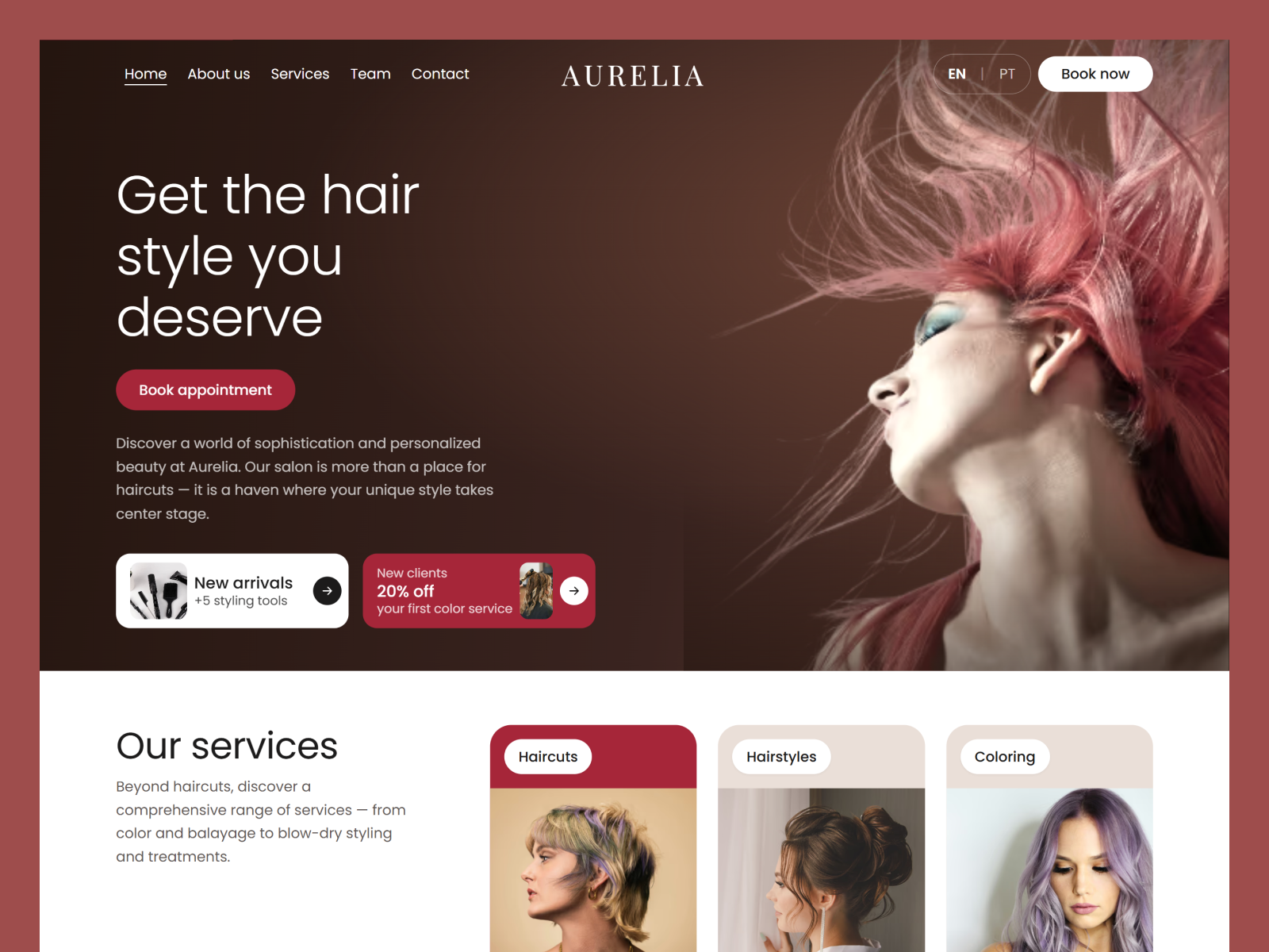 Hair studio design ui ux web design web development website