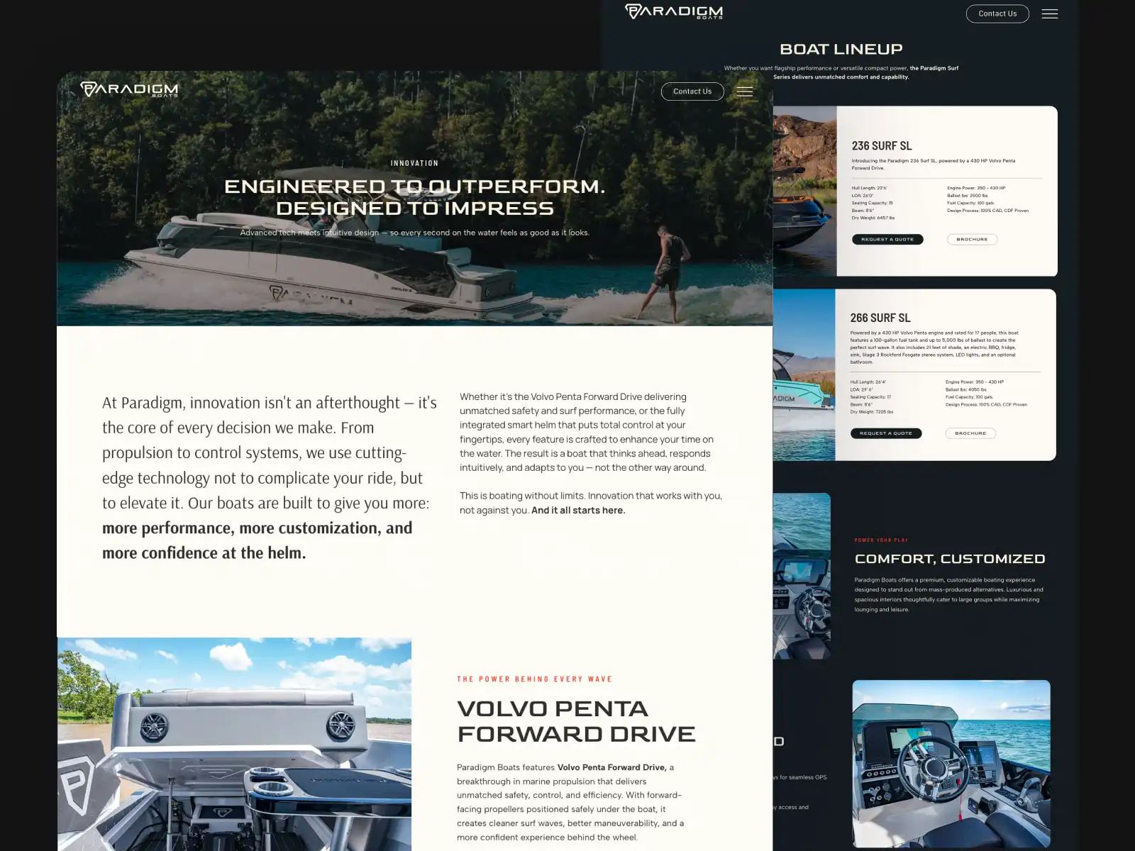 Paradigm Boats creative direction ui ux web design web development