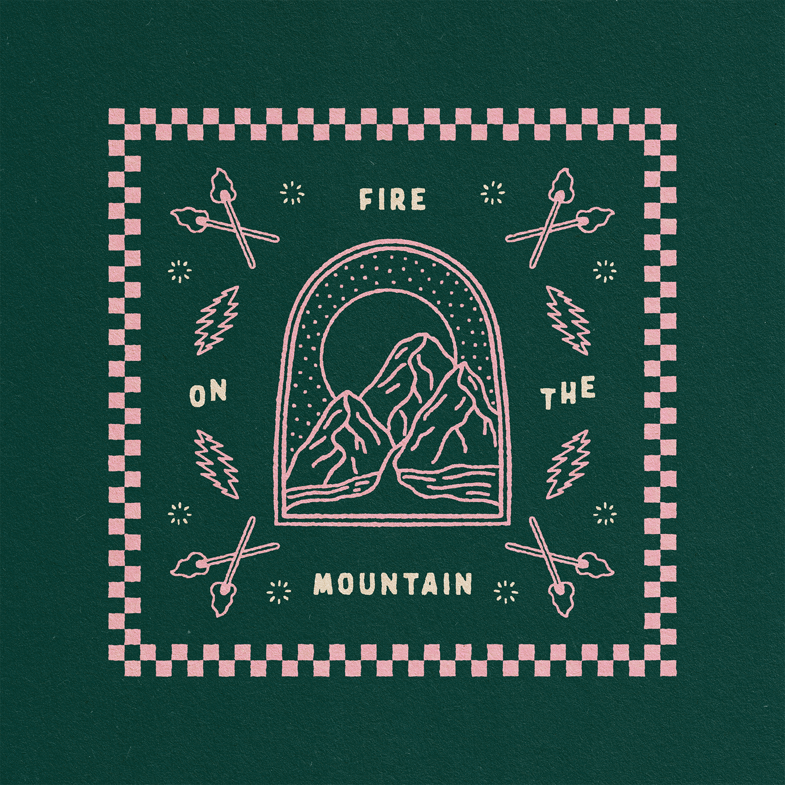 Fire On The Mountain bandana checkered fire on the mountain flat illustration graphic design grateful dead illustration illustrator mountains nature procreate symmetry texture textured illustration true grit texture supply tyler elise type