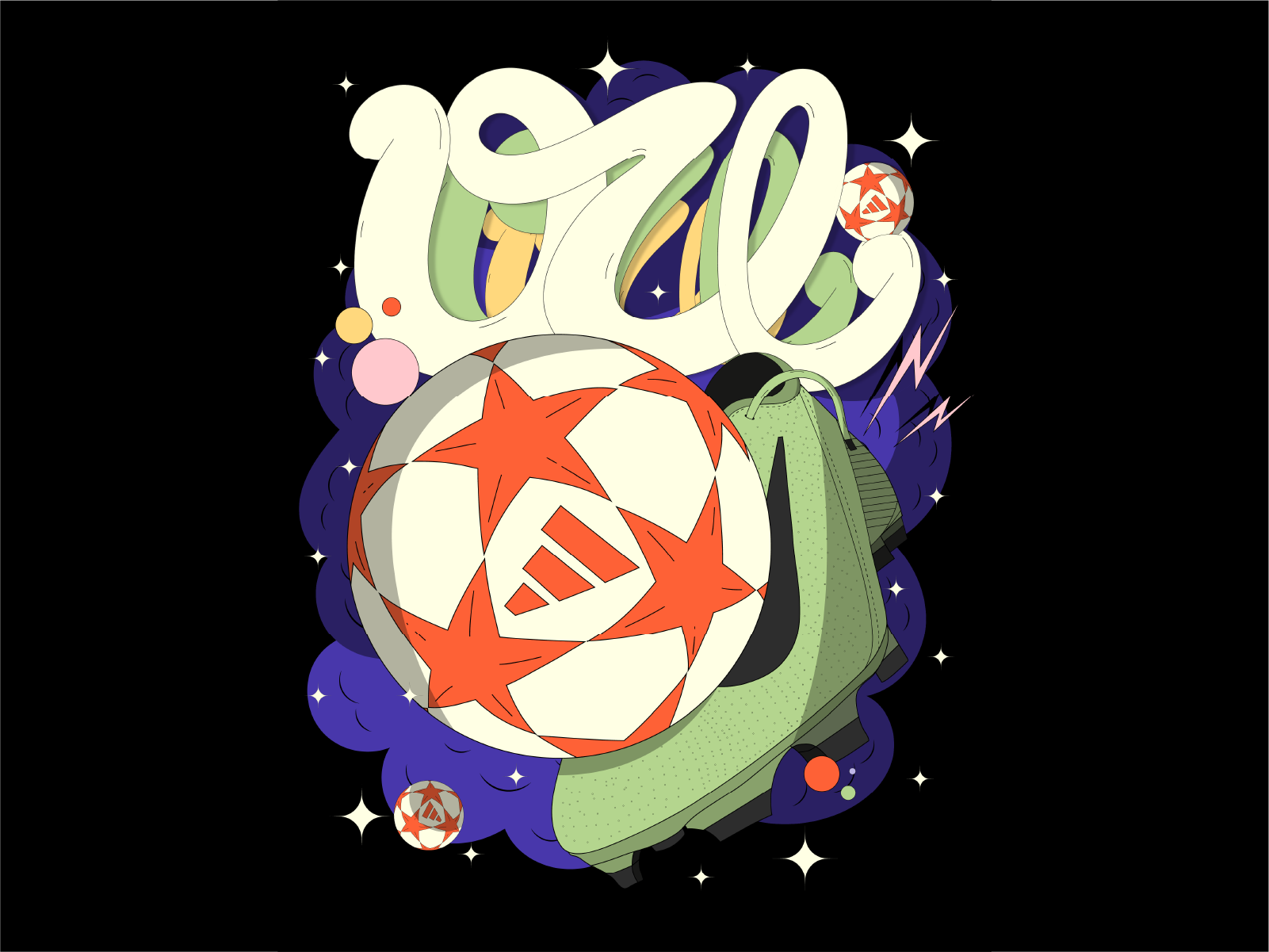 UCL 2d 3d design digital art football football illustration graphic design hand lettering illustration lettering retro soccer type design typography ucl ucl illustration uefa champions league vector art vector illustration