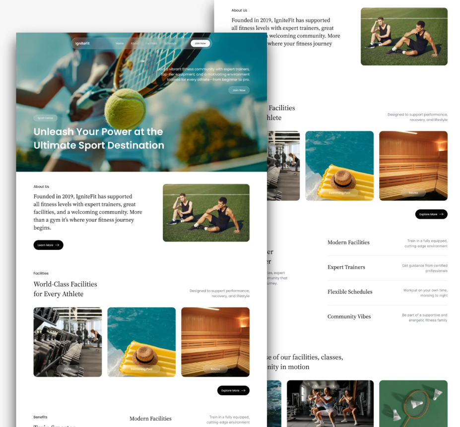 Sport Landing Page 3d animation app appdesign branding design graphic design illustration logo motion graphics ui uiux uiuxdesign vector website