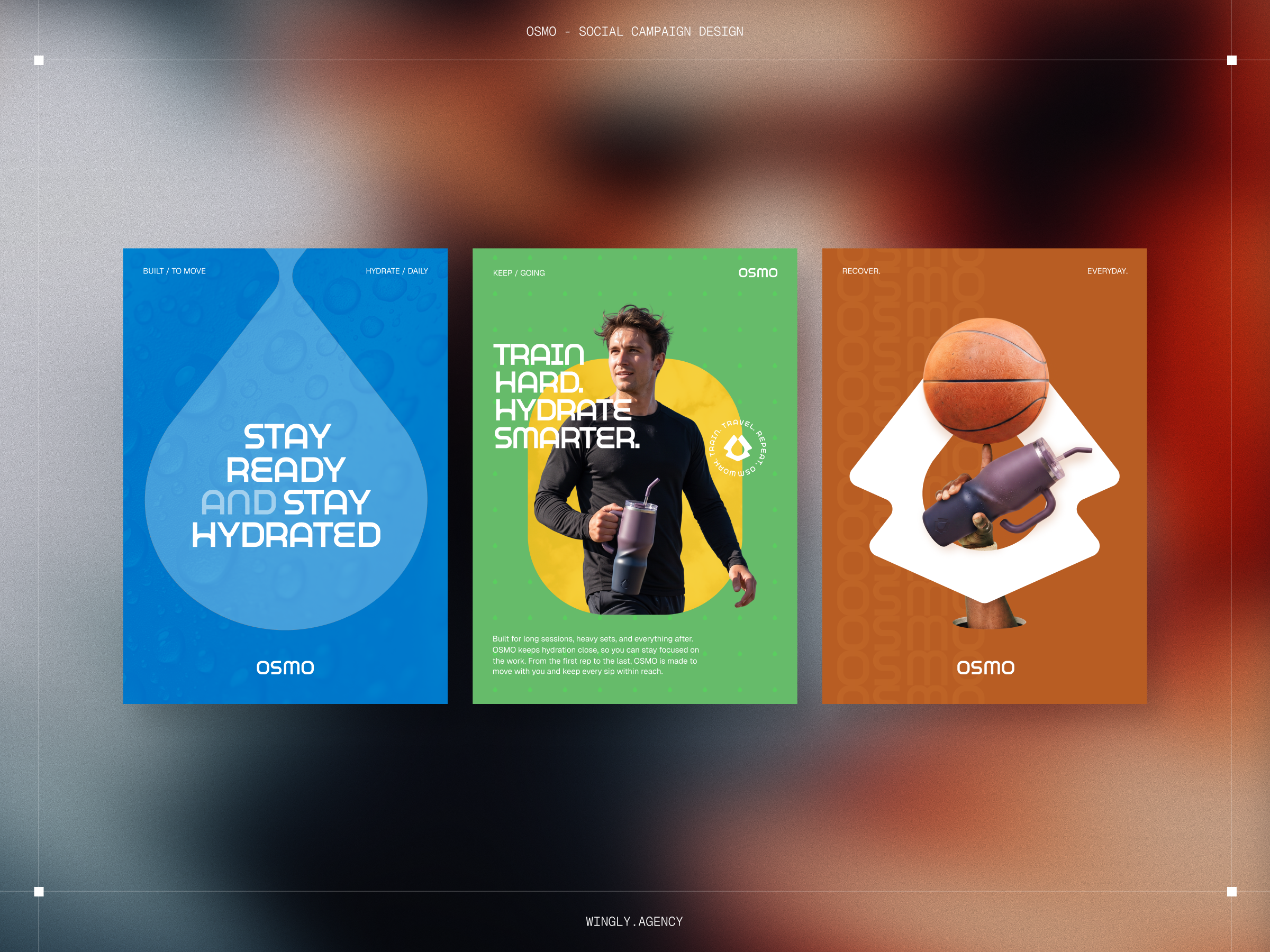 OSMO - Hydration Brand Social Campaign Design advertising art direction brand design brand identity branding campaign design design fitness graphic design hydration brand lifestyle logo social media design sports visual identity wingly