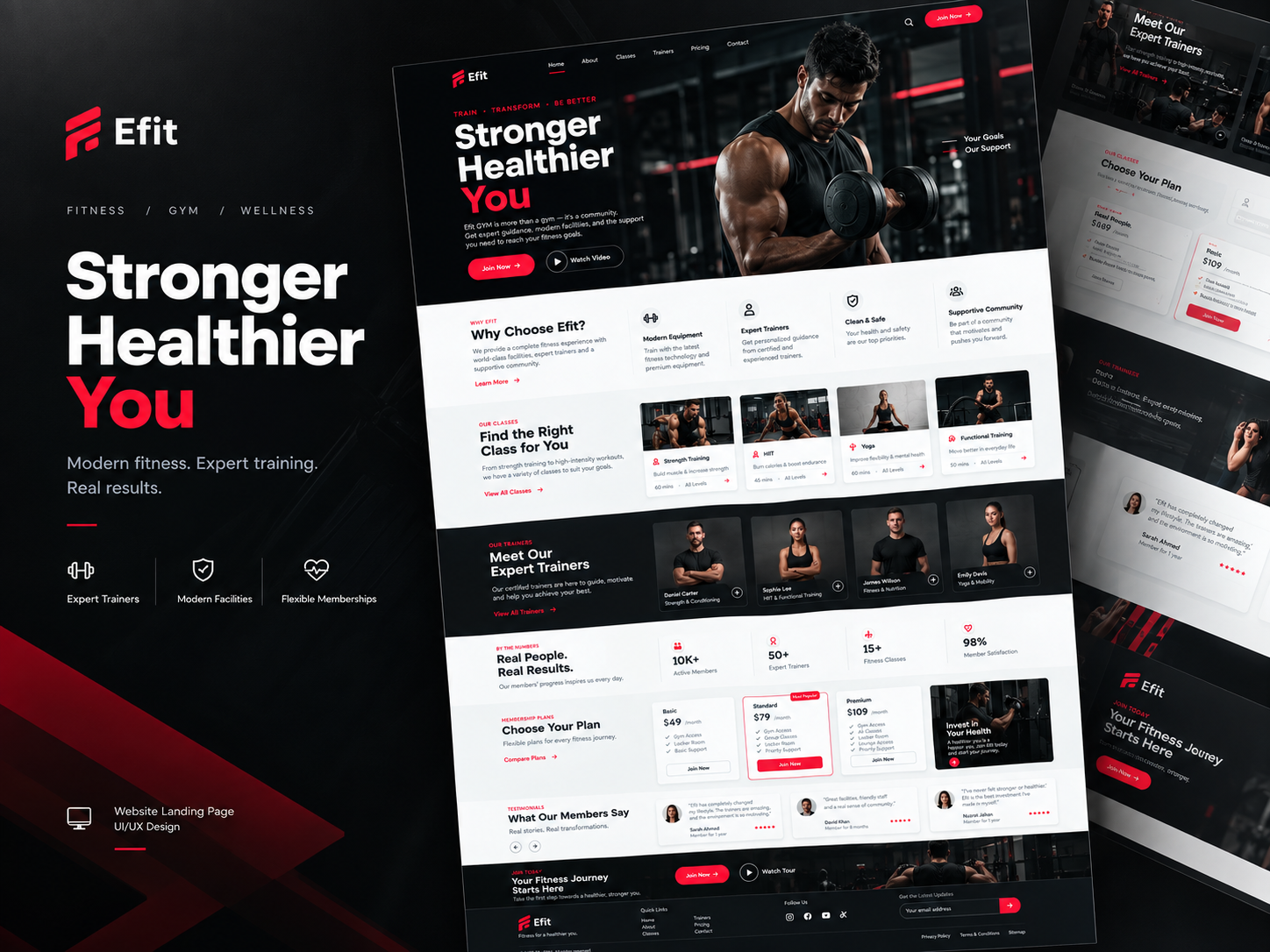Efit GYM — Premium Fitness & Training Landing Page darkui dribbble figma fitnessdesign fitnessui fitnesswebsite gymlandingpage gymui gymwebsite landingpage membershipui minimalui modernui premiumui redui trainerui uidesign uiux uxdesign webdesign