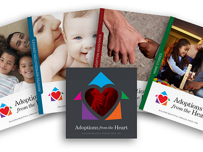 Logo design & collateral for Adoptions from the Heart advertising branding brocures collateral design graphic design illustration logo