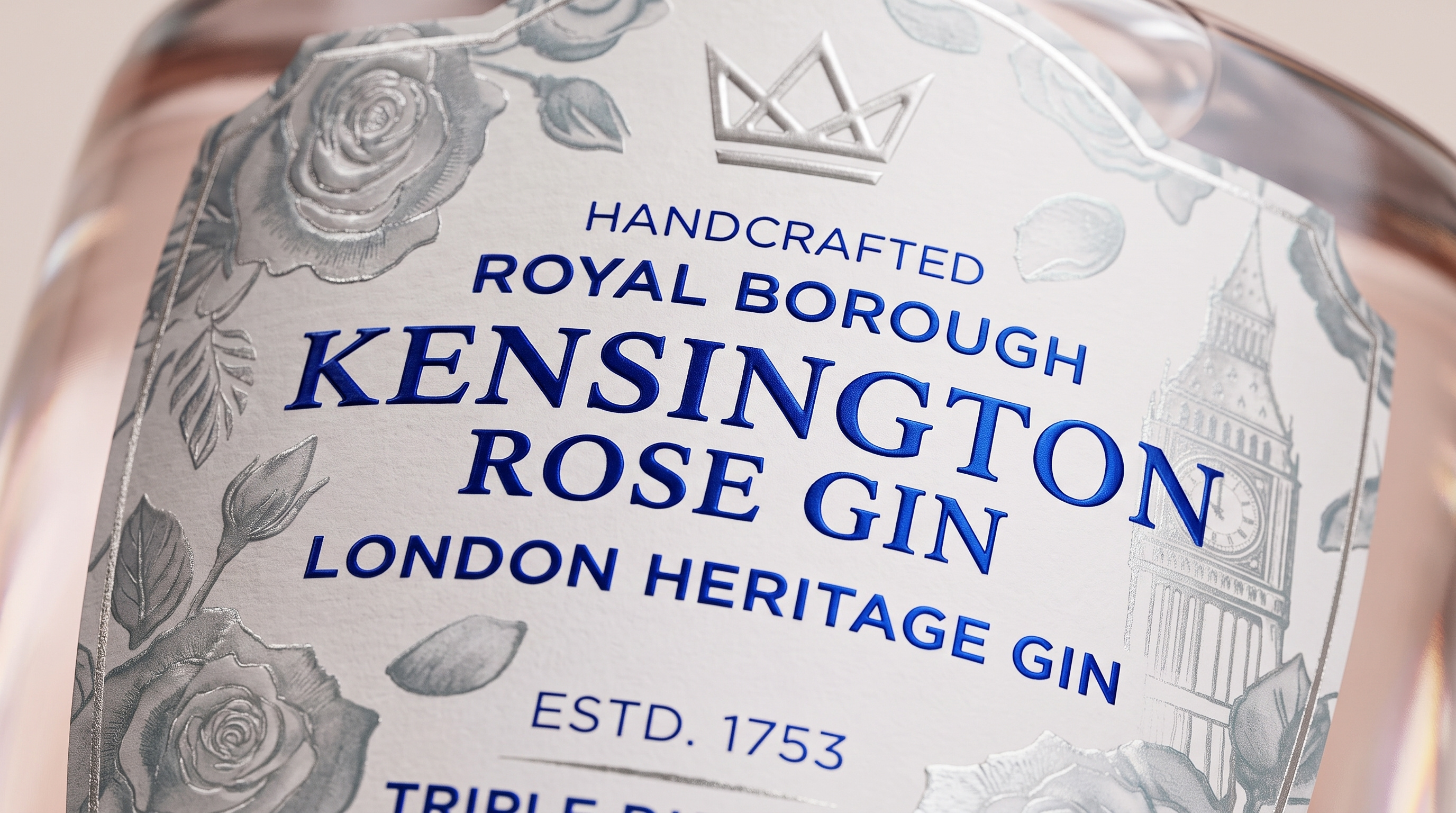 Kensington Rose Gin Where Time Comes into Bloom | Brandex 3d branding graphic design logo