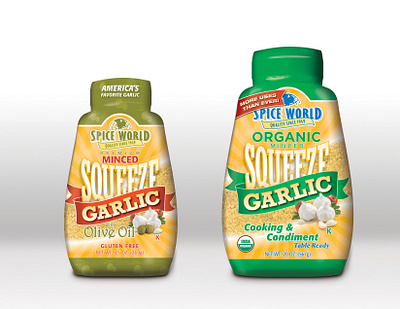 Spice World "Squeeze Garlic" Packaging graphic design lable design package design packaging photography