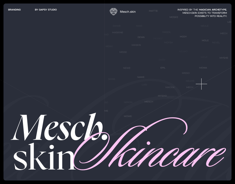 Mesch.skin | Beauty Tech Branding 3d mockup art direction beauty branding beauty tech billboard mockup brand identity branding editorial graphic design identity design logo logo design modern branding packaging design product branding skincare social media design typography uiux visual identity