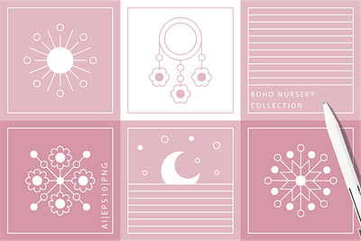 Boho Nursery Branding Collection brand brand identity clipart