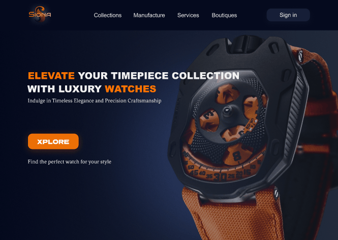 Luxury Watch Landing Page Design design graphic design illustration logo ui