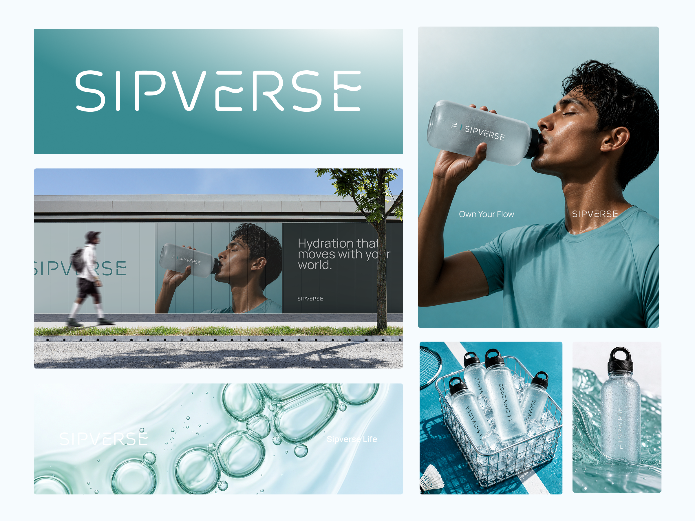 SIPVERSE | Modern Hydration Drinking Brand Exploration bottle mockup brand design branding drinking water fitness genai hydration identity lifestylebranding logo logodesign modern logo packaging brand identity sports water bottle brand wordmark
