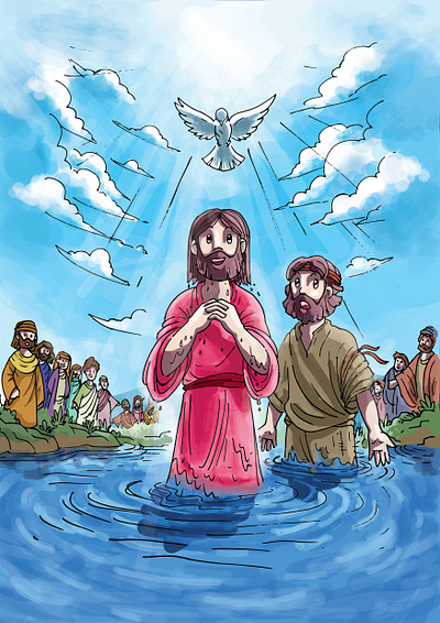 Baptism of Jesus graphic design illustration