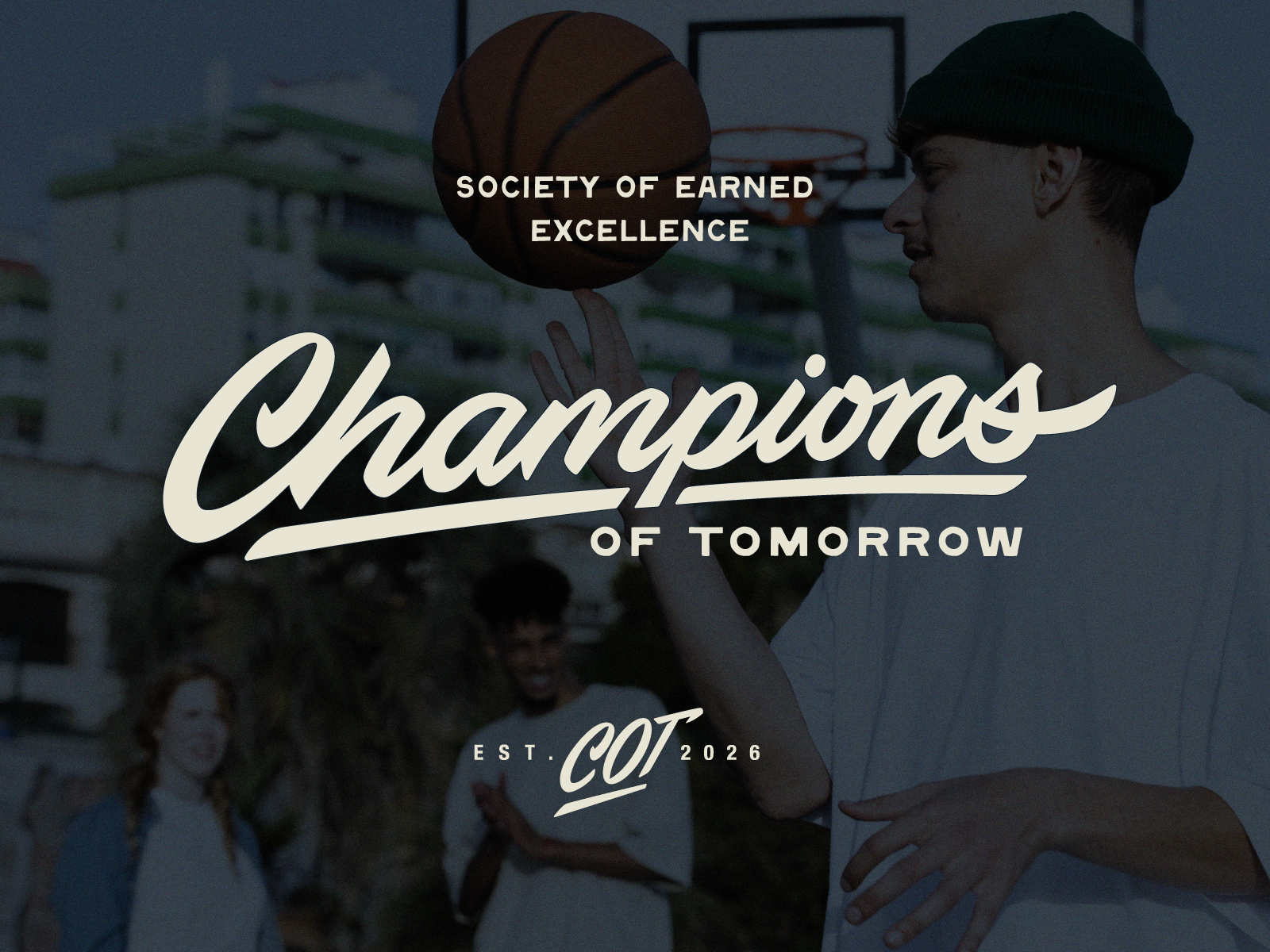 Champions Of Tomorrow_ logo basketball branding calligraphy custom flow graphic design handwriting identity lettering logo original script sports street type typography urban vibes wordmark