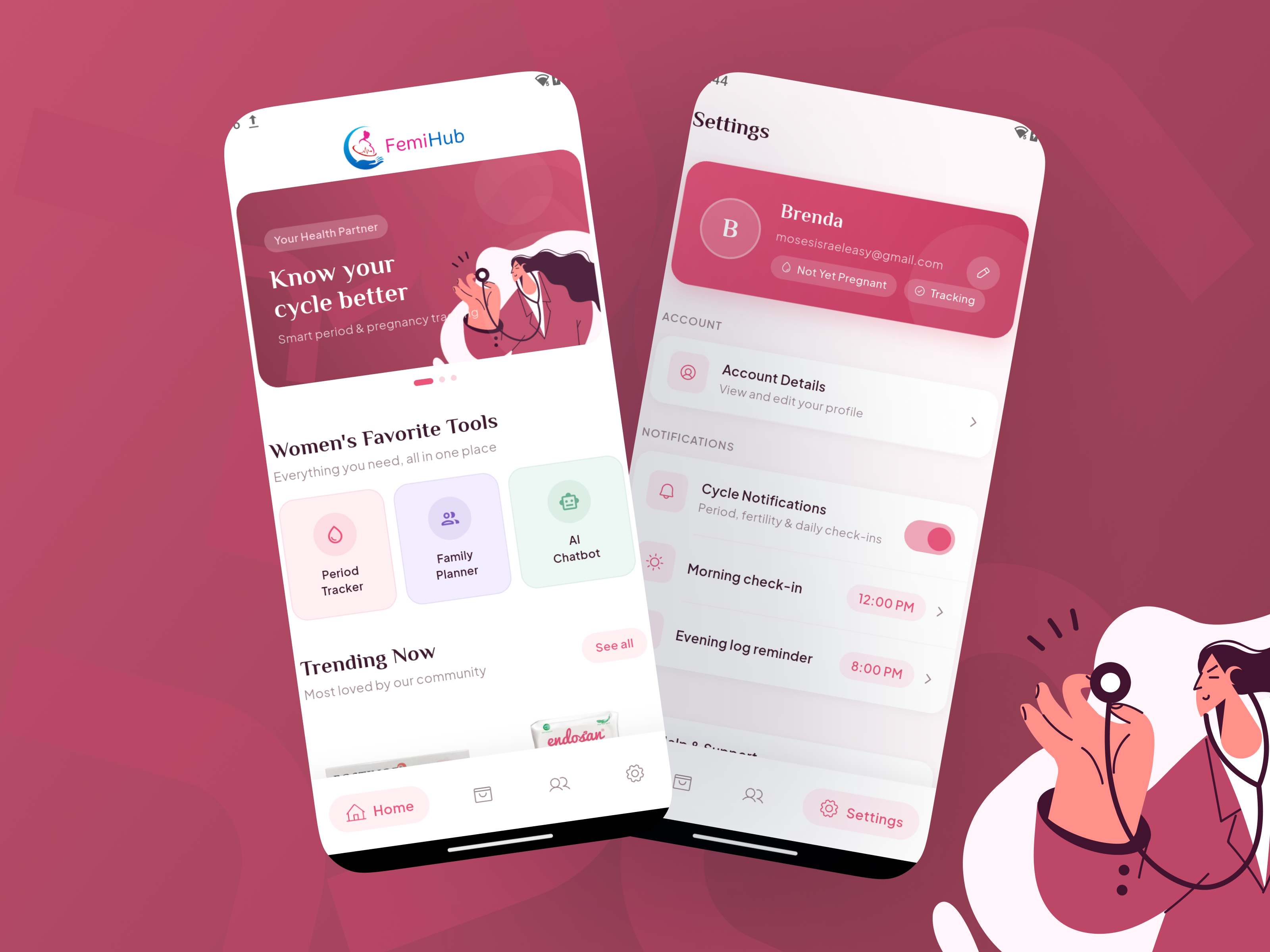 Period Tracker App (FemiHub) ecommerce flutter period tracker pregnancy tracker