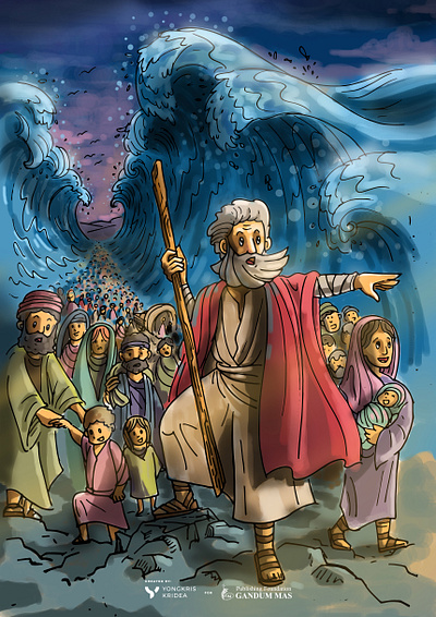 Crossing the Red Sea graphic design illustration