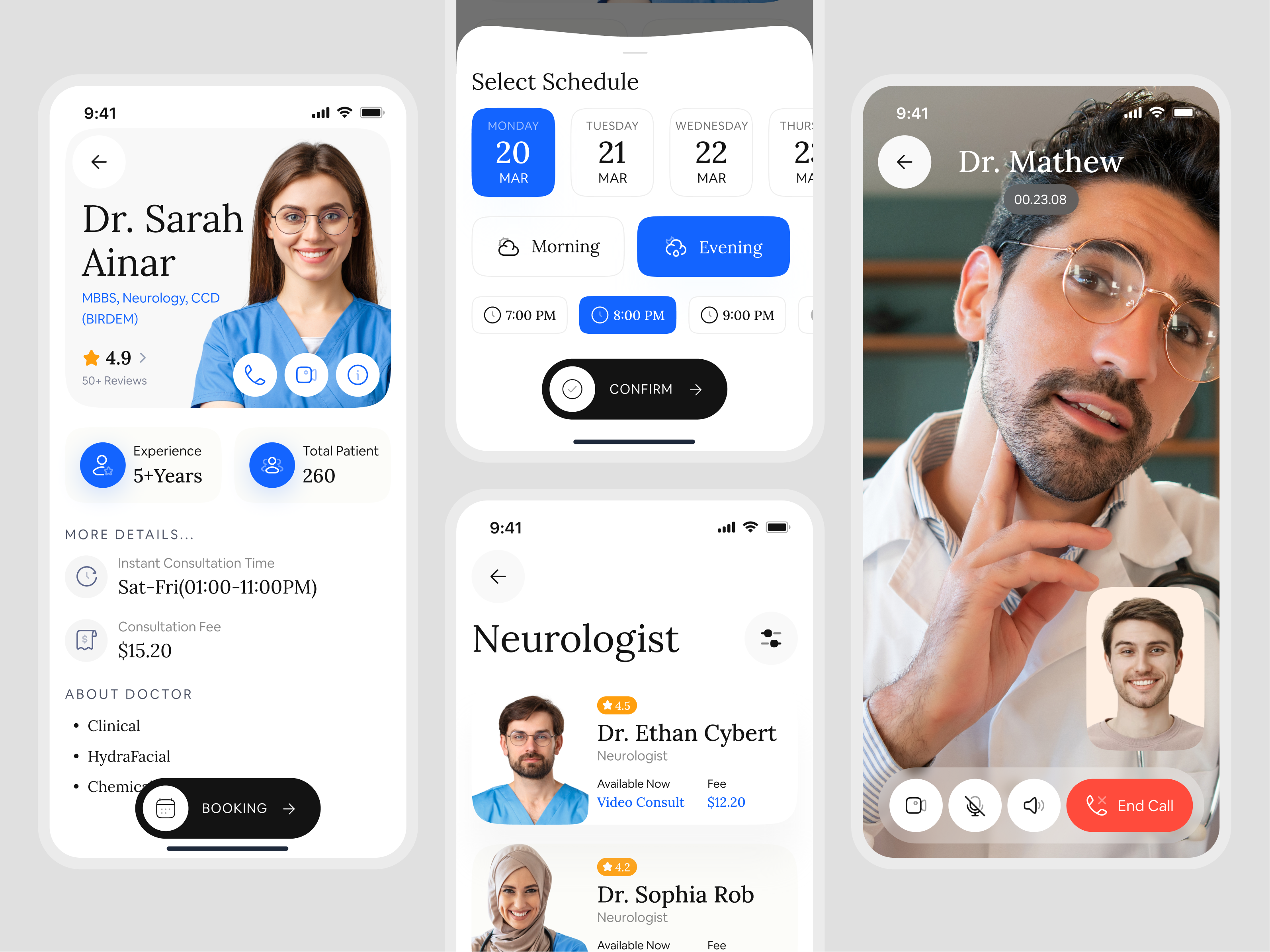 Healthcare App, Doctor Consultation Flow appdesign healthcareapp healthtech mobiledesign motiondesign productdesign uidesign uxdesign