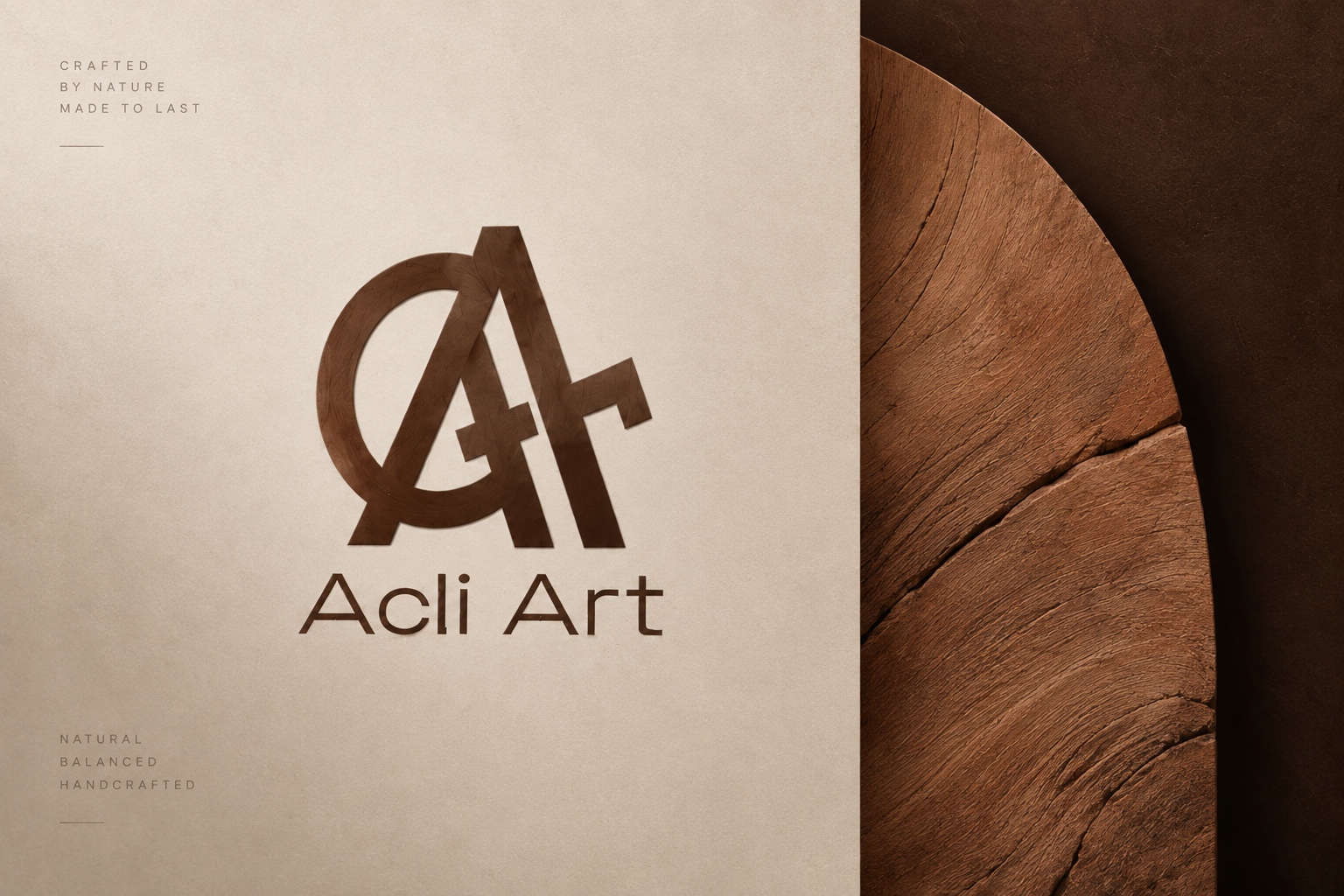 Acli Art — Crafted by Nature | Brand Identity & Art Direction art direction brand guidelines brand identity branding editorial design furniture branding furniture design graphic design handcrafted logo design luxury branding mockup design monogram natural branding packaging design premium branding stationery design typography visual identity woodworking