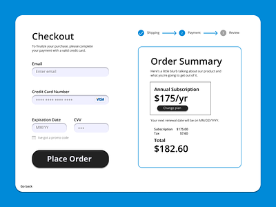 Daily UI #02 - Credit Card Checkout blue credit card checkout daily ui dailyui ui design uiux ux design