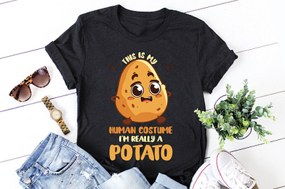This Is My Human Costume I'm Really A Potato T-Shirt Design quotes t shirt design