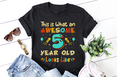 This is What an Awesome 5 Year Old Looks Like T-Shirt Design quotes t shirt design