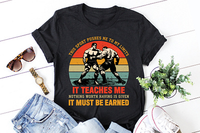 It Must be Earned Wrestling T-Shirt Design quotes t shirt design