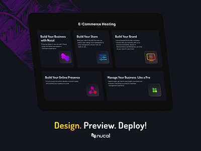 Nucal Website - Hosting Section dark theme landing page ui ux