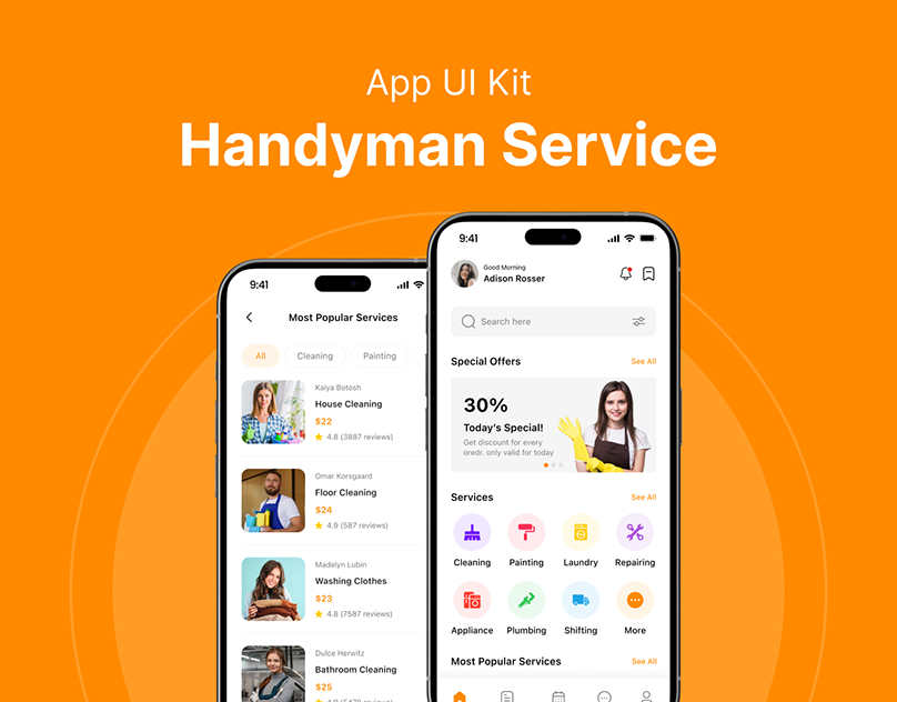 Handyman service app ui kit home service app landing page service app ui ui design ui ux ux web ui website design