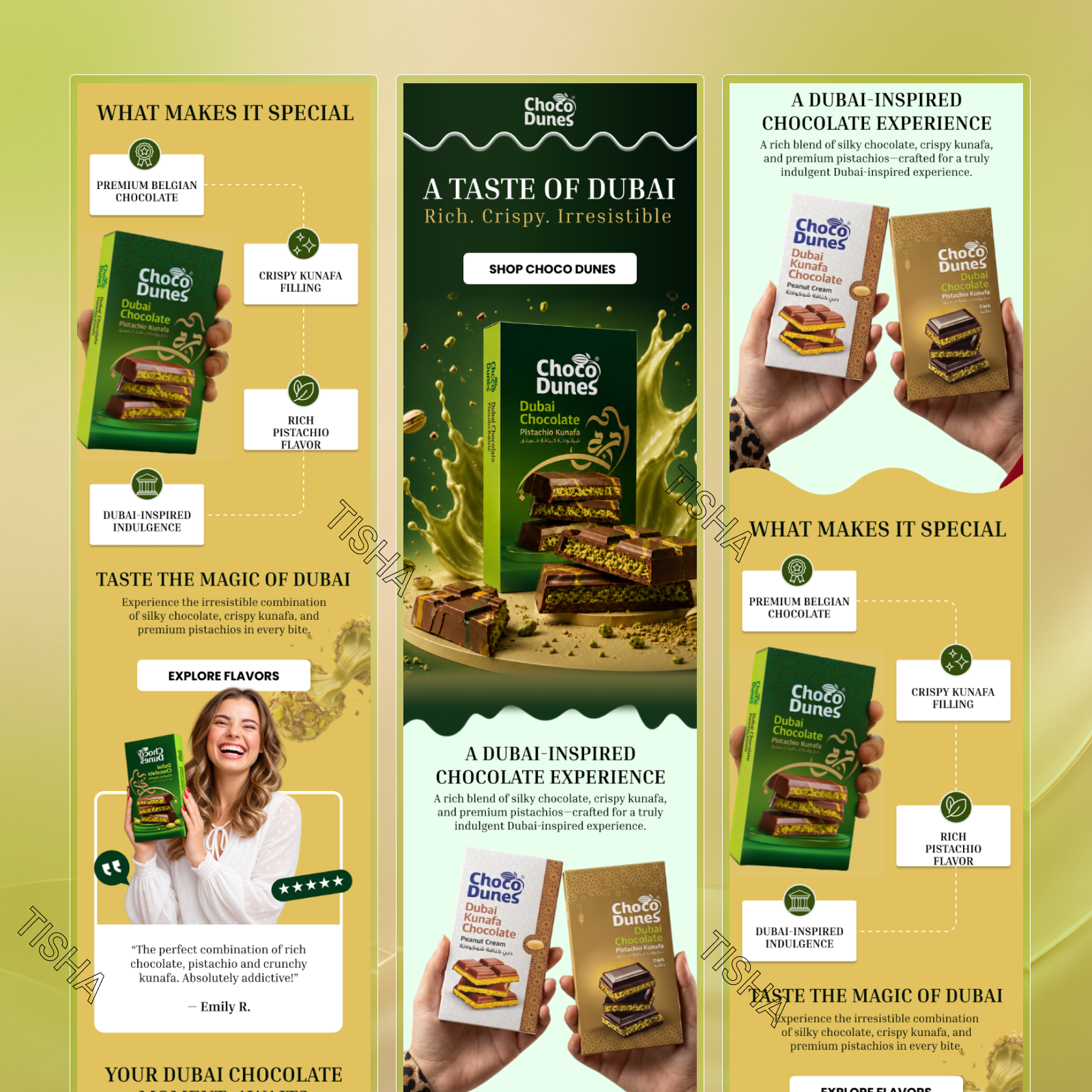 Chocolate Email Template Design chocolate chocolate email design dubai chocolate ecommerce email design email marketing figma food branding graphic design klaviyo kunafa marketing design newsletter pistachio product design promotional email