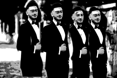 clones duplicated image man photoshop suit tuxedo well dressed