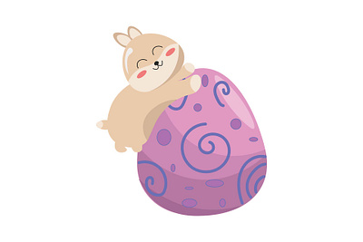 Cute Bunny and Egg Easter adobe illustrator bunny colorful cute design easter egg graphic design illustration rabbit