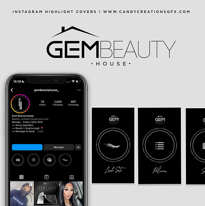 'Gem Beauty House' Instagram Highlight Covers brand identity branding design graphic design highlight covers instagram logo social media