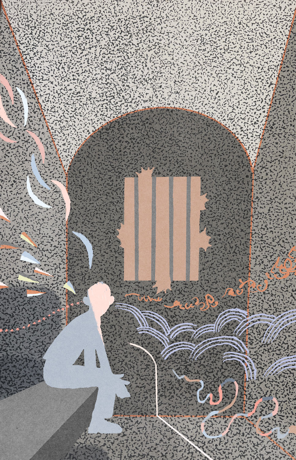 Prison Soundscape character collage digital editorial folioart illustration music texture