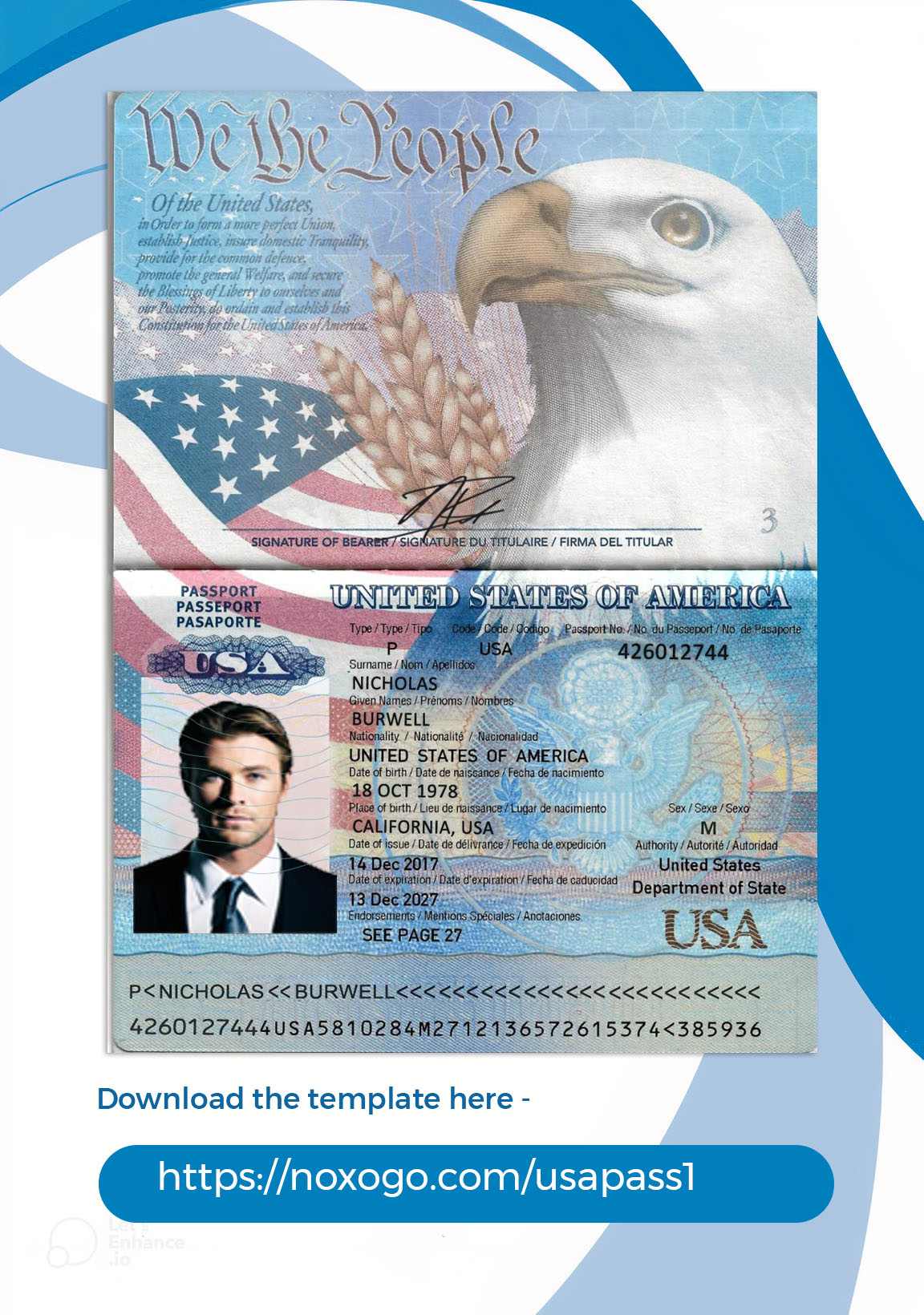 USA Passport Photoshop Template Download New Edition By Templateways   Original 584b0da59ba321924bb1227b670c3688 