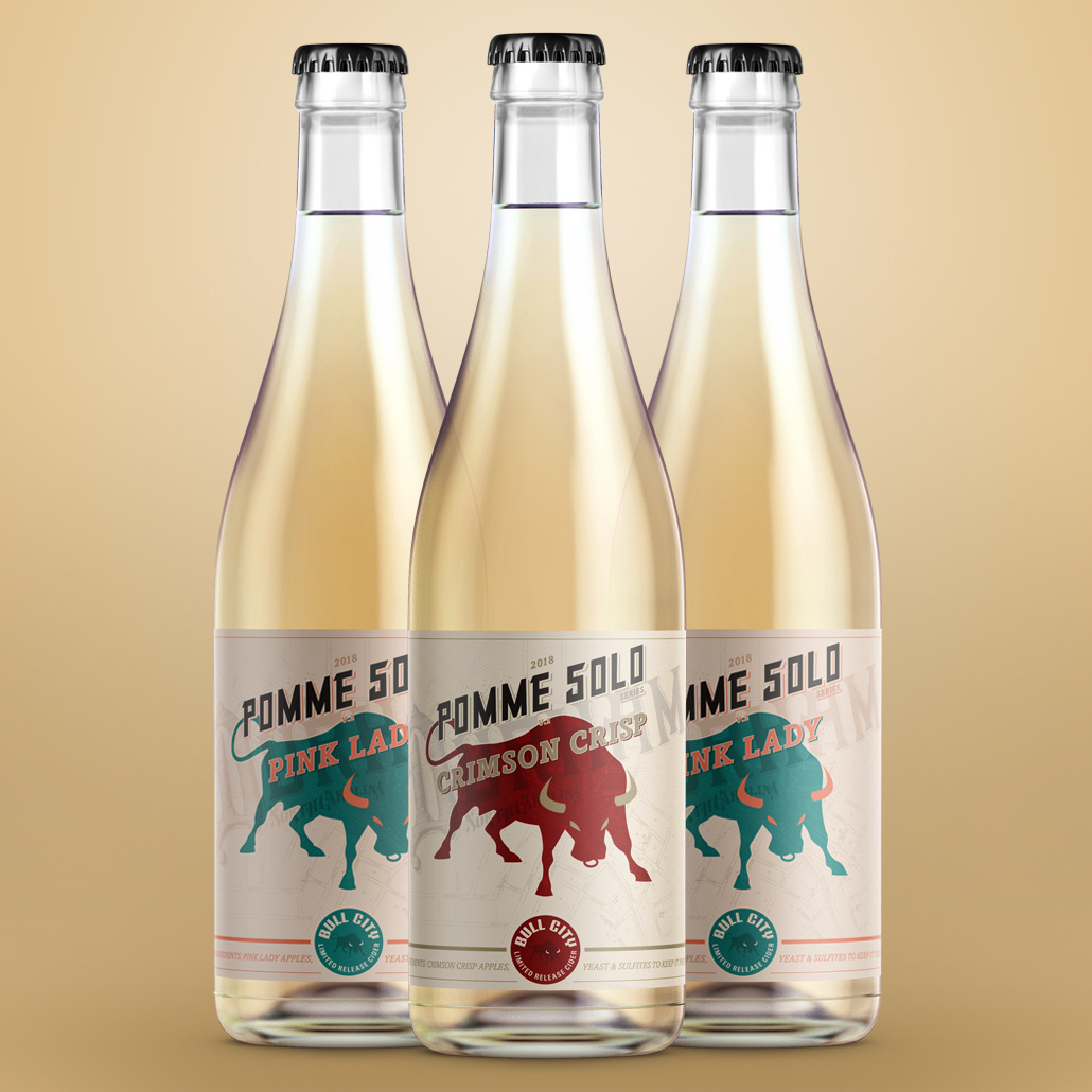 Bull City Ciderworks / Pomme Solo Labels cider craft beverage durham graphic design label design north carolina