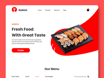 Sushi Food Website brandidentity branding design food fresh food graphic design japanesefood landing page logo orange sushi typography ui visualdesign website design