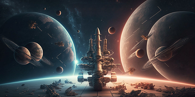 Space battle 3d animation graphic design motion graphics ui битва космос планеты