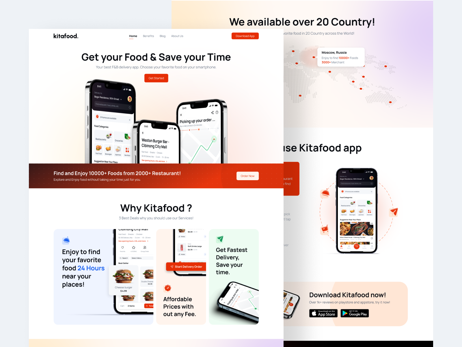 Kitafood App Landing Page app app landing page apps delivery delivery order fb food food order landing page mobile app order restaurant ui ui design uiux web web design website