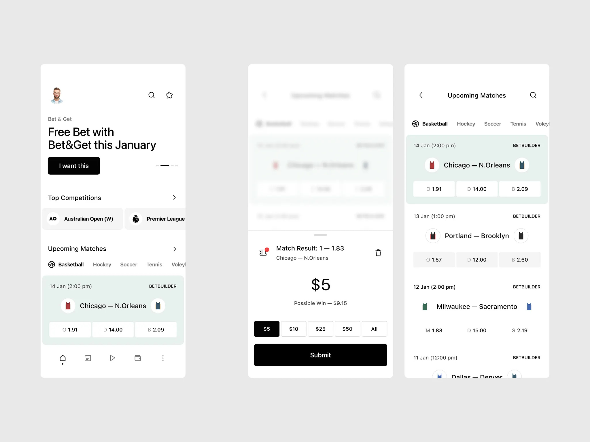 Bet app design