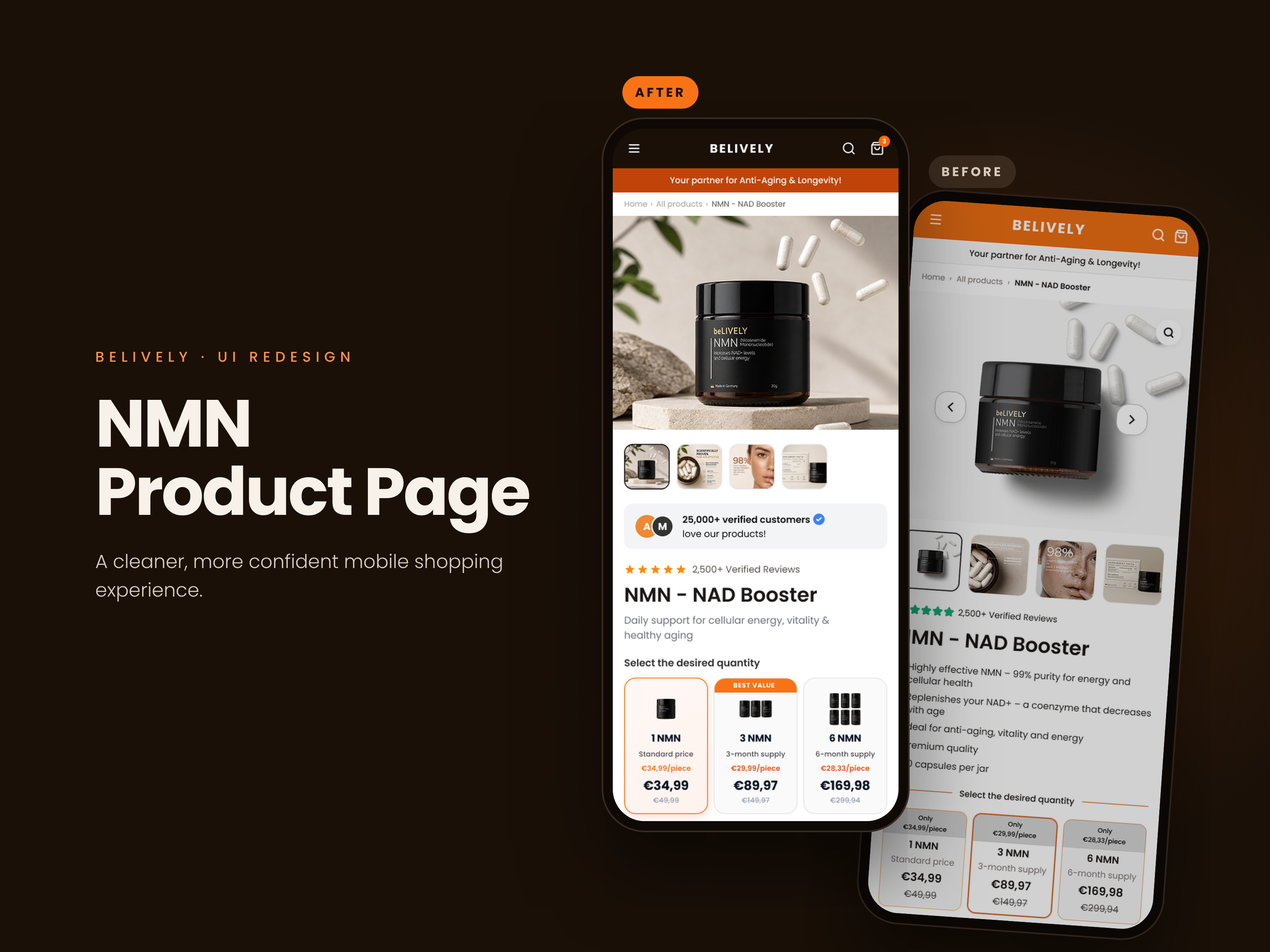 Belively — NMN Product Page Redesign conversion rate optimization cro ecommerce figma mobile app mobile design product design product page revamp ui ux design