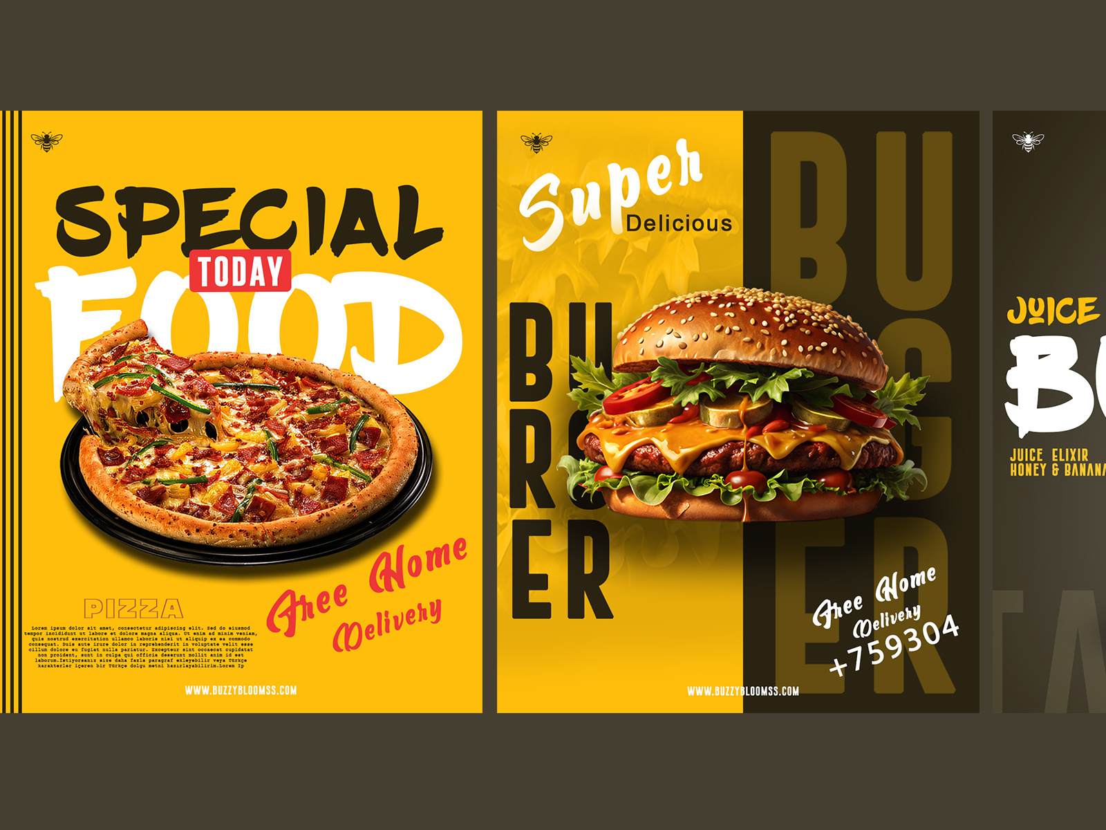 Bee — Food Random Social Media Post Design cook food hamburger instagram pizza post slidepost